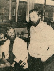 Figure 2. Piot (on the right), at the Institute of Tropical Medicine, Antwerp, in 1976 